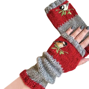 Warm Patchwork Embroidered Gloves