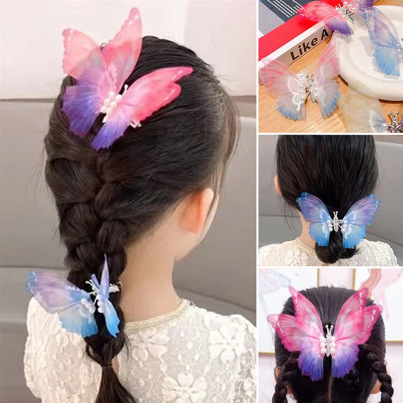 Handmade Elegant Realistic Gradient Color Butterfly Hair Clip