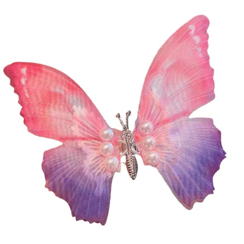 Handmade Elegant Realistic Gradient Color Butterfly Hair Clip