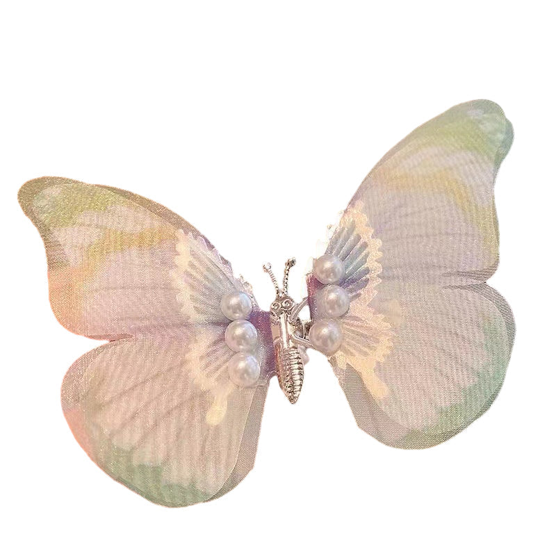 Handmade Elegant Realistic Gradient Color Butterfly Hair Clip