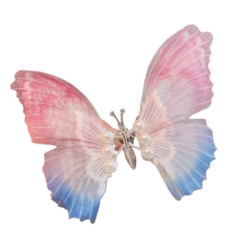 Handmade Elegant Realistic Gradient Color Butterfly Hair Clip