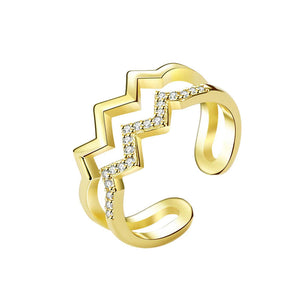 Double Diamond Wave Ring