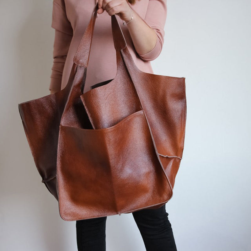 Oversized leather tote